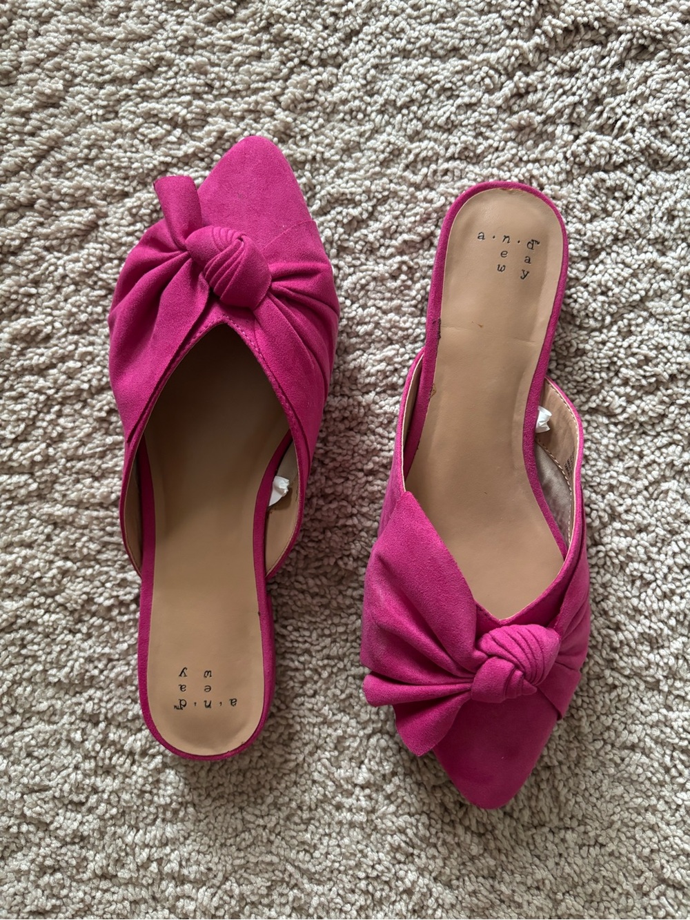 a new day Fuchsia Pink Knot-Front Pointed Toe Mules 6.5